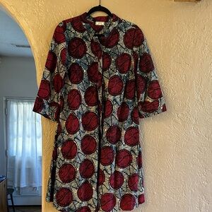 Zuri Long Sleeve 100% cotton Dress womens size medium  below knees w/pockets